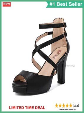 Platform Strappy Chunky Heeled Sandals Peep Toe Ankle Strap Prom Heels